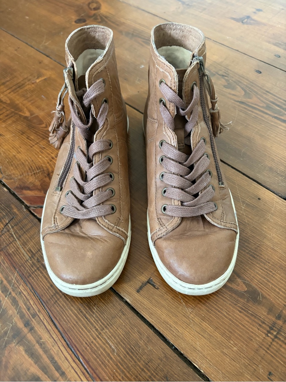 UGG Brown Leather High-Top Sneakers